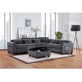 thumbnail image 1 of Trey 115" Gray Chenille Sectional-Adjustable Backrest+USB Ports+ Storage Ottoman, 1 of 6