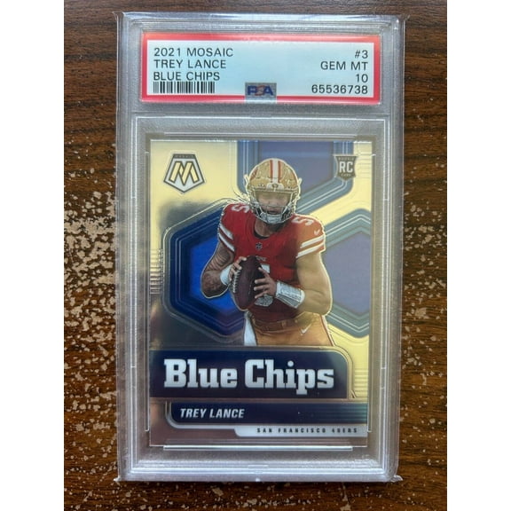 Trey Lance RC, Blue Chips #3 - 2021 Panini Mosaic - PSA 10 GEM MT