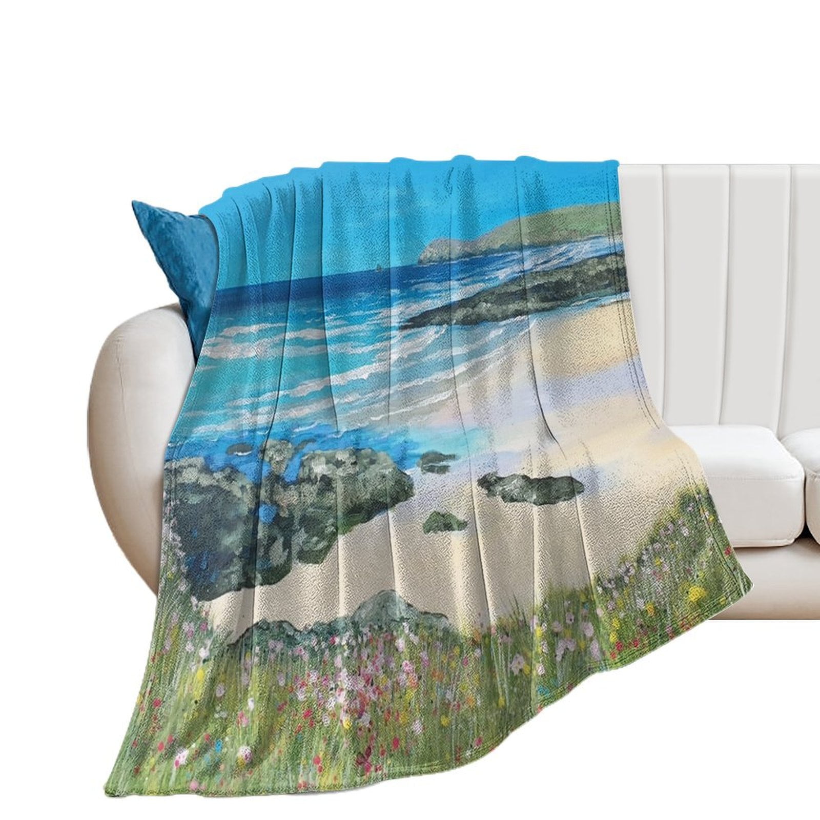Treyarnon Bay Cornwall UK Throw Blanket Furrys Extra Large Throw