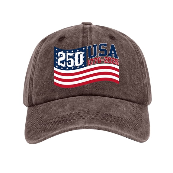 Trgacdwlo 1776-2026 250 Anniversary USA Hat Unisex Embroidered Adjustable Patriotic Hat Freedom Distressed Retro Baseball Caps Brown