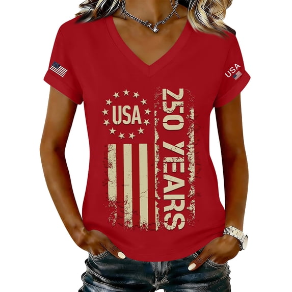 Trgacdwlo 1776-2026 250 Anniversary USA T Shirt Flag Print Independence Day Womens Graphic Tshirt Freedom Women 4th of July Shirt