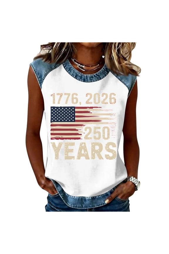 1776-2026 250th Anniversary Shirt Flag Print Independence Day Tank Tops Women Patriotic 4th of July Women's Shirts