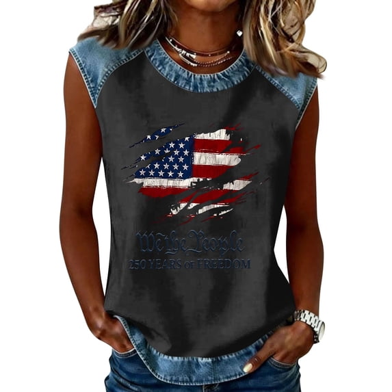 Trgacdwlo 1776-2026 250th Anniversary Shirts Flag Print Independence Day Women's Tank Tops Patriotic July 4th Shirts for Women
