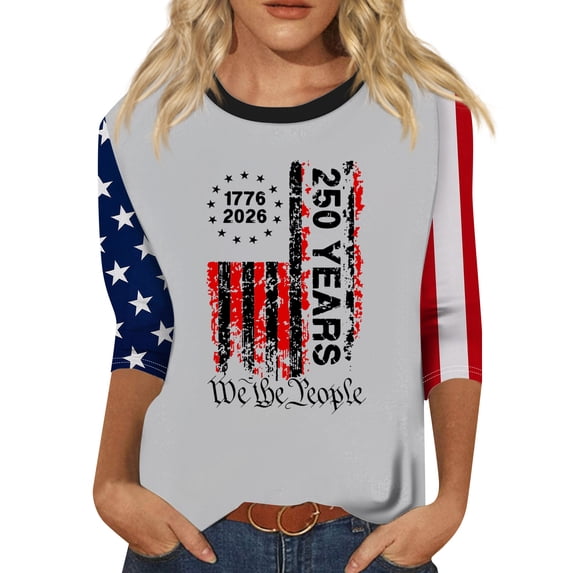 Trgacdwlo 1776-2026 250th Anniversary USA Shirt Flag Stars Print Womens 4th of July Shirts Freedom Independence Day Red White and Blue Womens T Shirts Graphic Gray XXXL