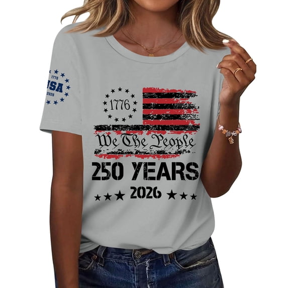 Trgacdwlo 1776-2026 Flag Print 250 Anniversary USA Shirt Independence Day 4th of July Shirt for Women Celebration Tunic Short Sleeve Tops for Women
