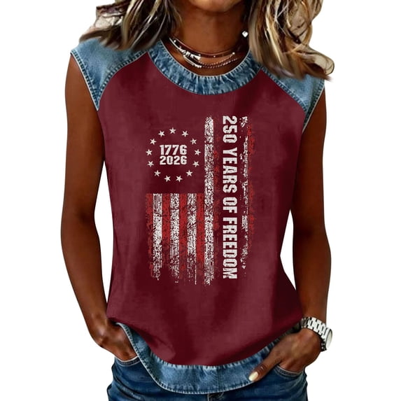 Trgacdwlo 1776-2026 USA 250th Anniversary Shirt Flag Print Independence Day Women's Tank Tops Freedom Womens 4th of July Shirts