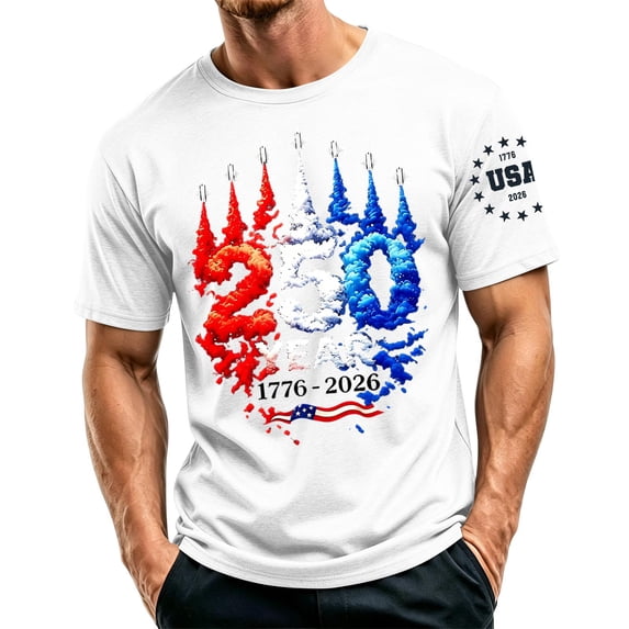 Trgacdwlo 1776-2026 USA 250th Anniversary Shirt USA Flag Mens 4th of July Shirt Short Sleeve 250 Years America Flag Tops