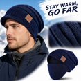 thumbnail image 1 of Trgacdwlo 2‑in‑1 Fleece Lined Balaclava Knit Beanie Hat Unisex Warm Windproof Skull Cap with Face Mask Thermal Hat Fall Winter Outdoor Cycling Hiking Snow Sports Navy, 1 of 4