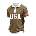 thumbnail image 1 of Trgacdwlo 250th Anniversary USA Men's Polo Shirts Button 4th of July Shirt USA Flag Short Sleeve Men Golf Shirt Brown L, 1 of 2