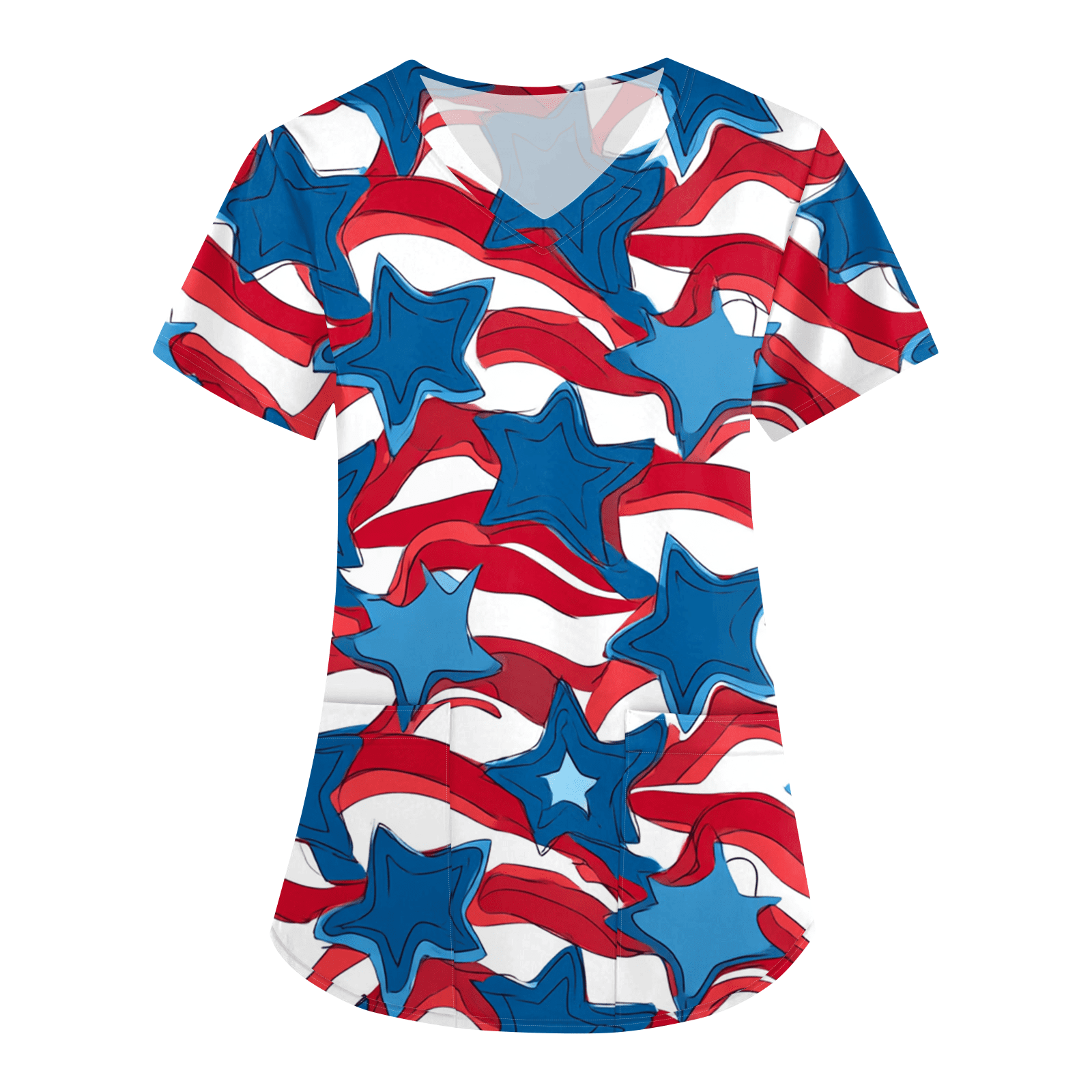 Trgacdwlo 4th of July Women Scrub Tops Independence Day Women’s Nurse ...