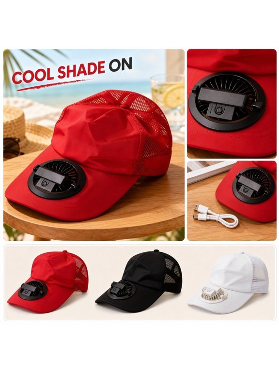 Adjustable 3-Speed Fan Baseball Cap for Men Women Mesh Cooling Sun Hat with Rechargeable Fan Outdoor Work, Daily Use Uv Protection Cap