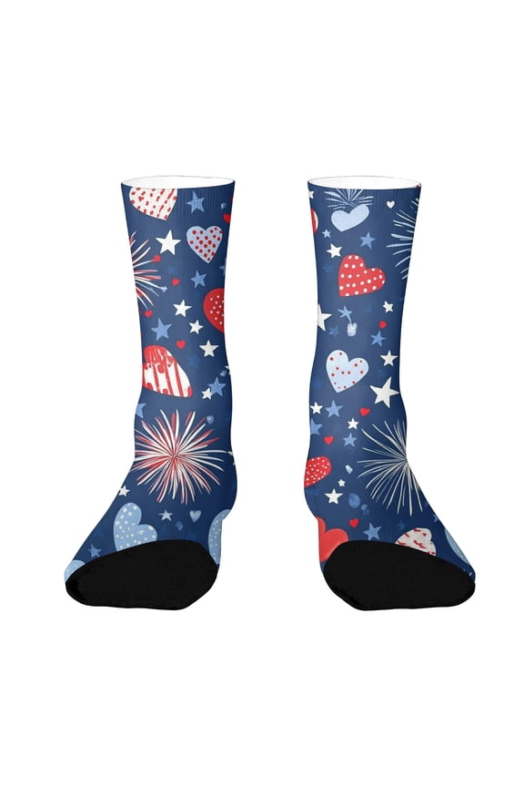 American Flag Socks 250 Anniversary USA Star and Stripe Fourth of July Socks Patriotic Novelty Medium Women Crew Socks