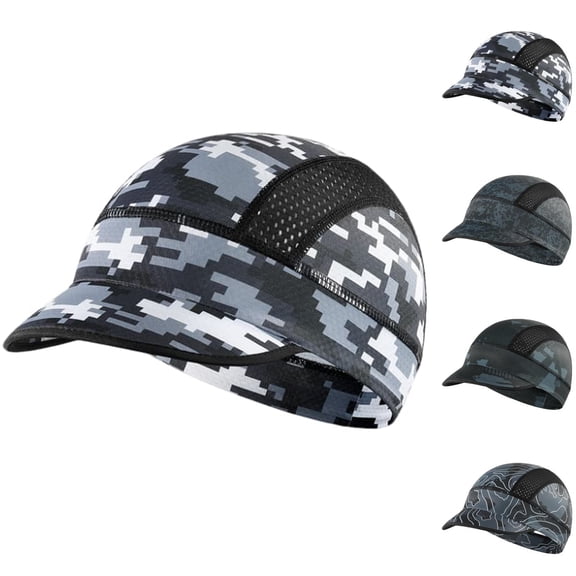 Trgacdwlo Camo Cooling Skull Cap for Men Women with Sun Visor Helmet Liner UV Protection Summer Motorcycle Cycling Baseball Hat