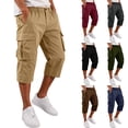 thumbnail image 1 of Trgacdwlo Cargo Capri Pants for Men Lightweight 3/4 Below Knee Capri Pants with Pocket Elastic Waist Summer Mens Hiking Pants Black XXL, 1 of 8