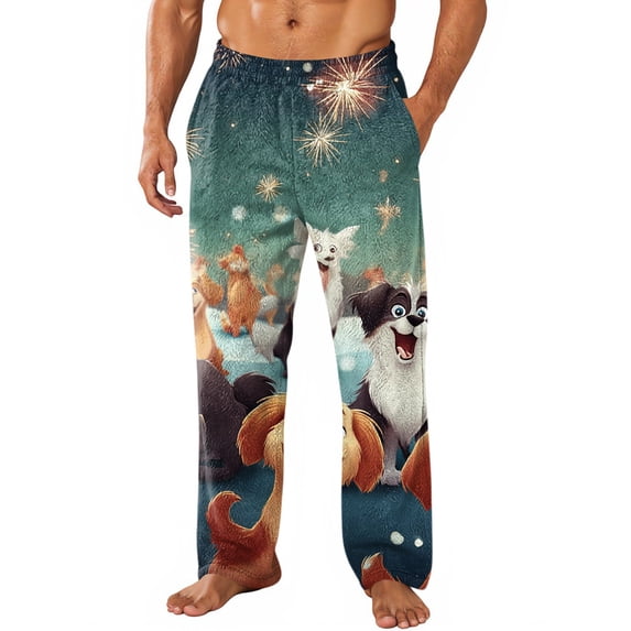 Trgacdwlo Christmas Flannel Pajama Pants for Men Snowflake Snowman Winter Fuzzy Mens Fleece Pj Bottoms Comfy Elastic Waist Straight Leg Mens Sleeping Pants