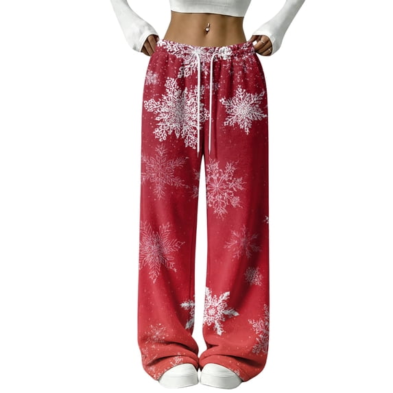 Trgacdwlo Christmas Fleece Pajama Pants Women Fall Winter Christmas Print Womens Fuzzy Bottoms Pants Soft Cozy Wide Leg Flannel Sleepwear Xmas Womens Pants Casual