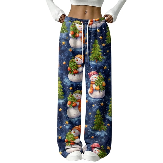 Trgacdwlo Christmas Fleece Pj Pants Women Fall Winter Santa Claus Graphics Fuzzy Pajama Bottoms Comfy Soft Wide Leg Flannel Sleepwear Xmas Womens Pants Casual