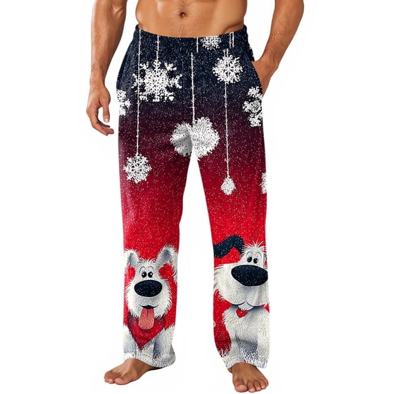Trgacdwlo Christmas Mens Flannel Pajama Pants Santa Claus Pattern Winter Fuzzy Fleece Pj Bottoms for Men Comfy Elastic Waist Straight Leg Lounge Pants Men