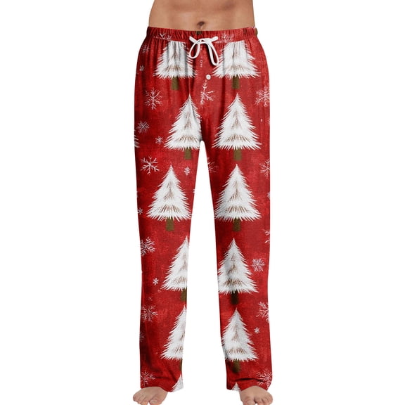 Trgacdwlo Christmas Pajama Pants Men Snowflake Print Xmas Straight Leg Mens Pj Bottoms Drawstring Comfy Soft Winter Festival Mens Sleep Pants