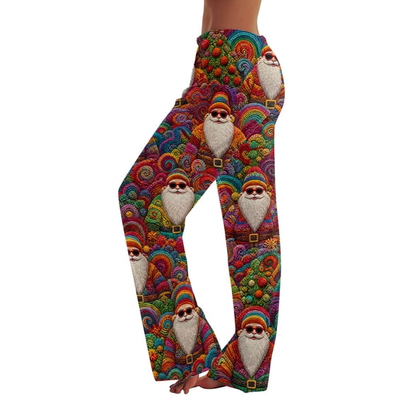Trgacdwlo Christmas Pj Pants Women Wide Leg Santa Claus Print Pajama Bottoms Women Elastic Waist Xmas Soft Cozy Fall Winter Sleepwear Womens Pants Casual