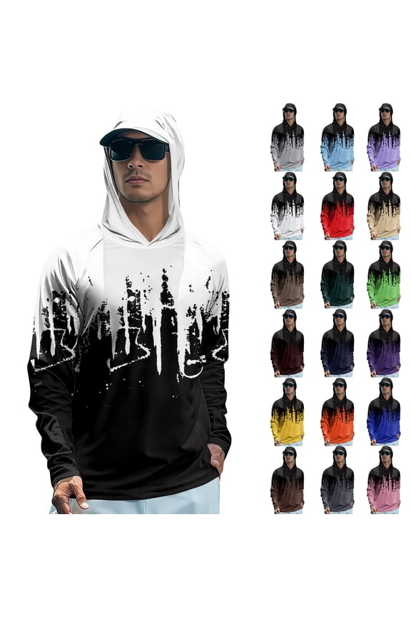 Color Block Men UPF 50+ Sun Protection Breathable T Shirt Raglan Long Sleeve Rash Guard Men Hiking Workout Men Fishing Shirt