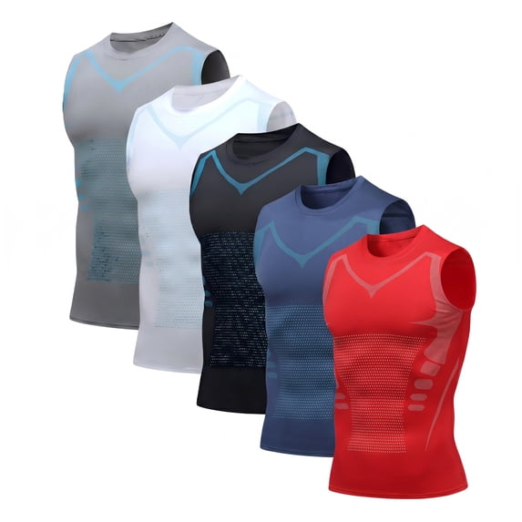 Trgacdwlo Compression Shirt Mens Tank Tops Slimming Body Shaper Vest Sport Running Quick Dry Gym Workout Shirts for Men Red L