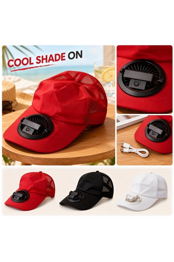 Cooling Fan Baseball Cap for Men Women, Rechargeable Mesh Sun Hat with Built-In Fan Outdoor Work Hiking Fishing Uv Protection Cap