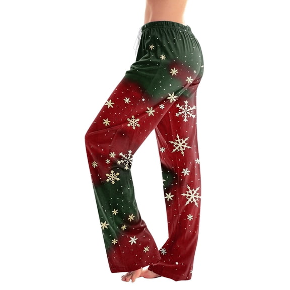 Trgacdwlo Cute Christmas Print Women's Pajama Bottoms Wide Leg Christmas Pajama Pants Women with Drawstring Soft Cozy Fall Winter Xmas Sleepwear Womens Lounge Pants