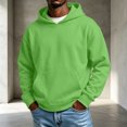 thumbnail image 1 of Trgacdwlo Fleece Hoodies for Men Fall Winter Fuzzy Hooded Sweatshirts for Men Solid Color Long Sleeve Flannel Mens Pullover with Pocket Green XXXL, 1 of 5