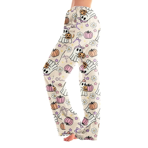 Trgacdwlo Funny Pumpkin Ghost Womens Pajama Bottoms Fall Womens Halloween Pj Pants Ghost Graphic Spooky Elastic Waist Womens Sleep Pants