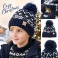 thumbnail image 1 of Trgacdwlo Girls Boys Christmas Knit Pom‑pom Beanie Hat Snowflake Pattern Warm Cuffed Winter Skull Hat Cute Soft Knitted Cap for Teens Party Gift Daily Outdoor Wear, 1 of 5