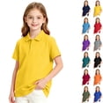 thumbnail image 1 of Trgacdwlo Girls Polo Shirt Short Sleeve Button Collared Uniform Shirts for Girls Boys Back To School Solid Color Cute Teen Boys Clothes 9-10 Years, 1 of 8