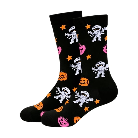 Trgacdwlo Halloween Crew Socks, Fuzzy Warm Soft Fleece Holiday Pattern Knit Socks Cozy Winter Home Sleeping Socks for Men Women, Fun Novelty Gift