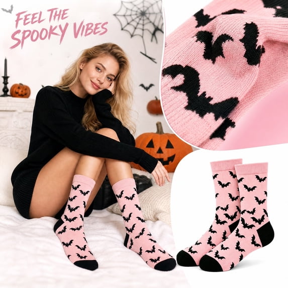 Trgacdwlo Halloween Crew Socks, Fuzzy Warm Soft Fleece Holiday Pattern Knit Socks Cozy Winter Home Sleeping Socks for Men Women, Fun Novelty Gift