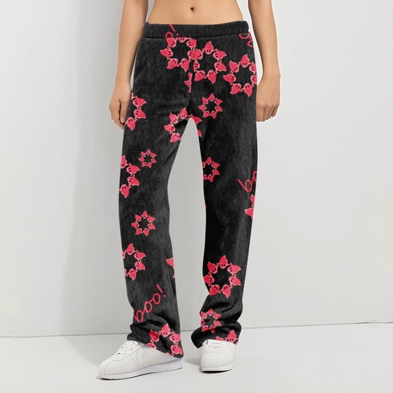 Trgacdwlo Halloween Fleece Pajama Pants Women Cute Pumpkin Graphics Pajama Pants Fuzzy Fall Winter Thermal Sleep Pants for Women Soft