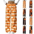thumbnail image 1 of Trgacdwlo Halloween Fleece Pj Pants Women Funny Pumpkin Ghost Flannel Wide Leg Lounge Pants Women Festival Fall Winter Warm Pajama Pants Fuzzy, 1 of 6