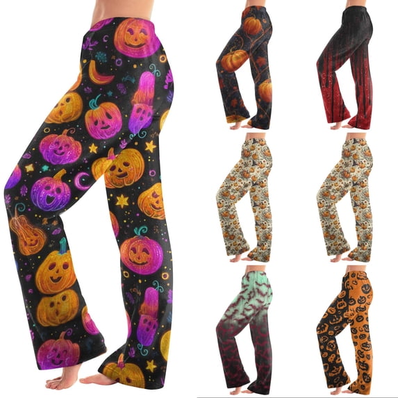 Trgacdwlo Halloween Fleece Pj Pants Women Pumpkin Funny Graphic Pajama Pants Fuzzy Fall Winter Warm Womens Lounge Pants
