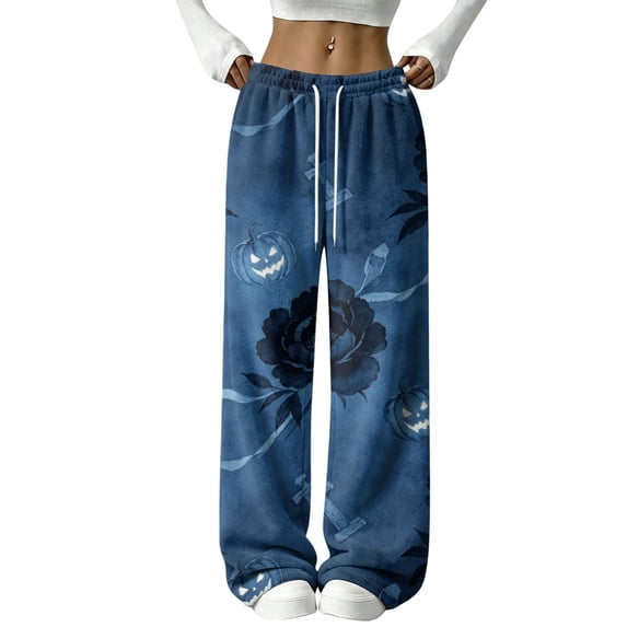 Trgacdwlo Halloween Pajama Pants Fuzzy Elastic Waist Fleece Womens Sleep Pants Cat Pumpkin Print Winter Warm Pj Bottoms for Women