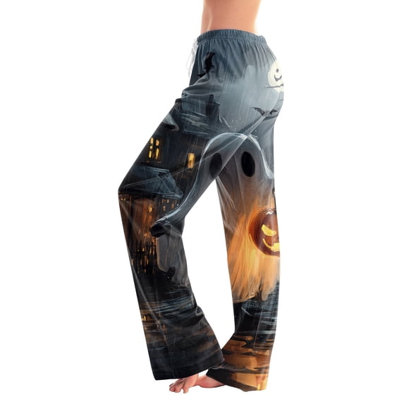 Trgacdwlo Halloween Pajamas Pants Women Ghost Graphic Spooky Women's Sleep Pants Fall Spooky Season Elastic Waist Pj Pants Women