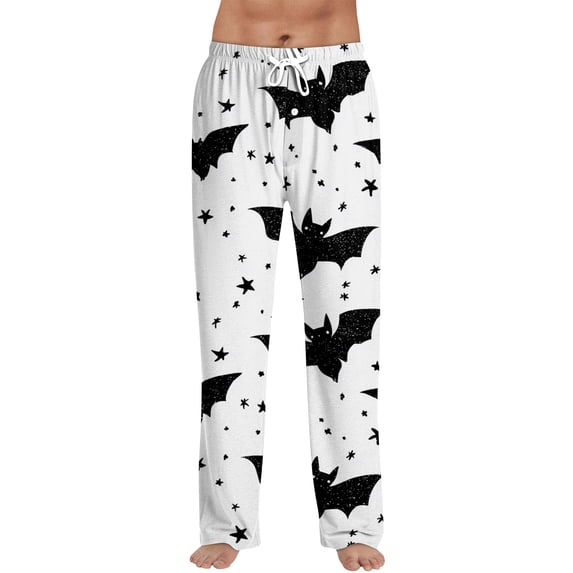 Trgacdwlo Halloween Pjs Men Funny Pumpkin Mens Pajama Bottoms Elastic Waist Drawstring Fall Winter Men's Sleep Pants