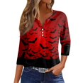 thumbnail image 1 of Trgacdwlo Halloween Shirts for Women 3/4 Length Sleeve Funny Pumpkin Ghost Fall Womens Henley Tops Spooky Season Pullover for Women, 1 of 5
