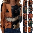 thumbnail image 1 of Trgacdwlo Halloween Womens Sweatshirt Retro Ghost Halloween Pumpkin Long Sleeve Womens Tunic Tops Funny Pumpkin Ghost Fall Pullover Shirts, 1 of 8