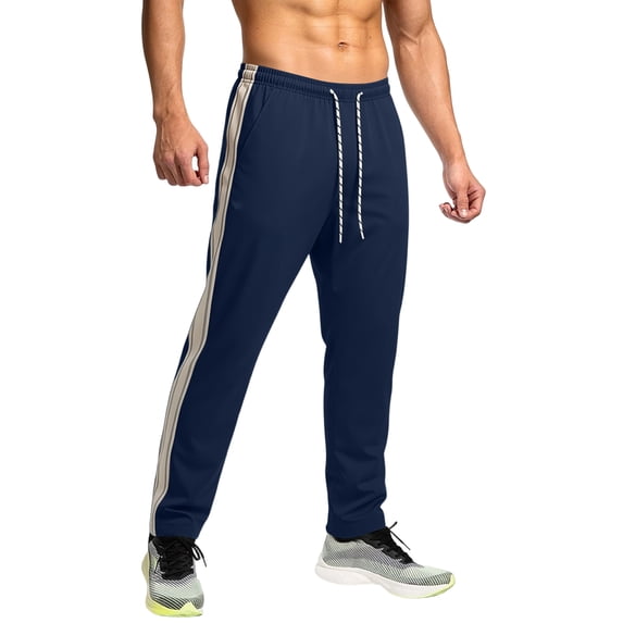 Trgacdwlo Hiking Pants for Men Striped Straight Leg Mens Joggers Quick Dry Elastic Waist Sports Running Mens Pants Casual Blue S