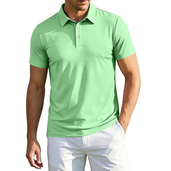 Trgacdwlo Ice Silk Mens Polo Shirts Quick Dry Cooling Short Sleeve Men Shirts Collared Sun Protection Golf Shirts for Men Green XL