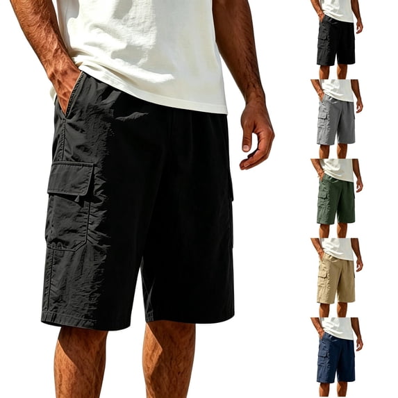 Trgacdwlo M-8XL Men's Cargo Shorts Quick Dry Golf Fishing Athletic Shorts for Men Lightweight Elastic Waist Men Shorts Casual with Pocket