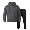 thumbnail image 1 of Trgacdwlo Men 2 Piece Sweatsuits Sets Fleece Sweat Hoodie Joggers Athletic Pants Set Relaxed Fall Winter Fuzz Tracksuit Sweatsuit Outfits Light Gray M, 1 of 6