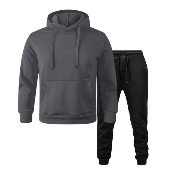 Trgacdwlo Men 2 Piece Sweatsuits Sets Fleece Sweat Hoodie Joggers Athletic Pants Set Relaxed Fall Winter Fuzz Tracksuit Sweatsuit Outfits Light Gray M