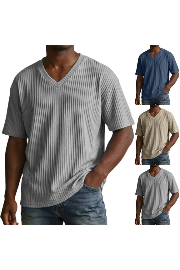 Men Corduroy Shirt V Neck Ribbed Mens Shirts Short Sleeve Summer Sport Running Big and Tall Jersey Shirts for Men Blue XXL