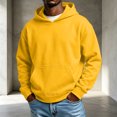 thumbnail image 1 of Trgacdwlo Men Fleece Hoodies Fall Winter Fuzzy Men's Sweatshirts and Hoodies Solid Color Long Sleeve Flannel Pullover Men with Pocket Yellow XL, 1 of 5