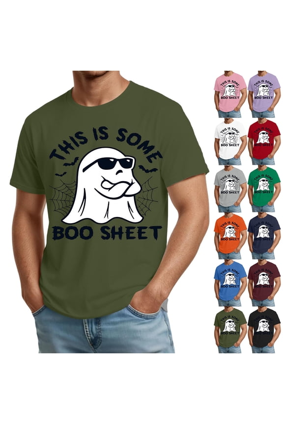 Men Halloween Shirts Funny Ghost Graphic Mens Shirts Short Sleeve Fall Funny Pumpkin Ghost Festival Men Graphic T Shirts